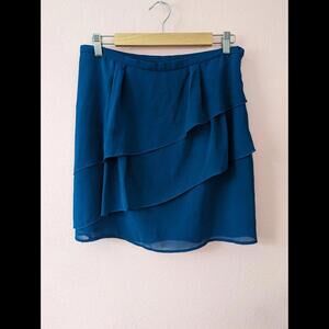 Asymmetrically Tiered Teal Skirt